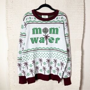 MOM WATER green and red festive holiday ugly Christmas sweater M NEW